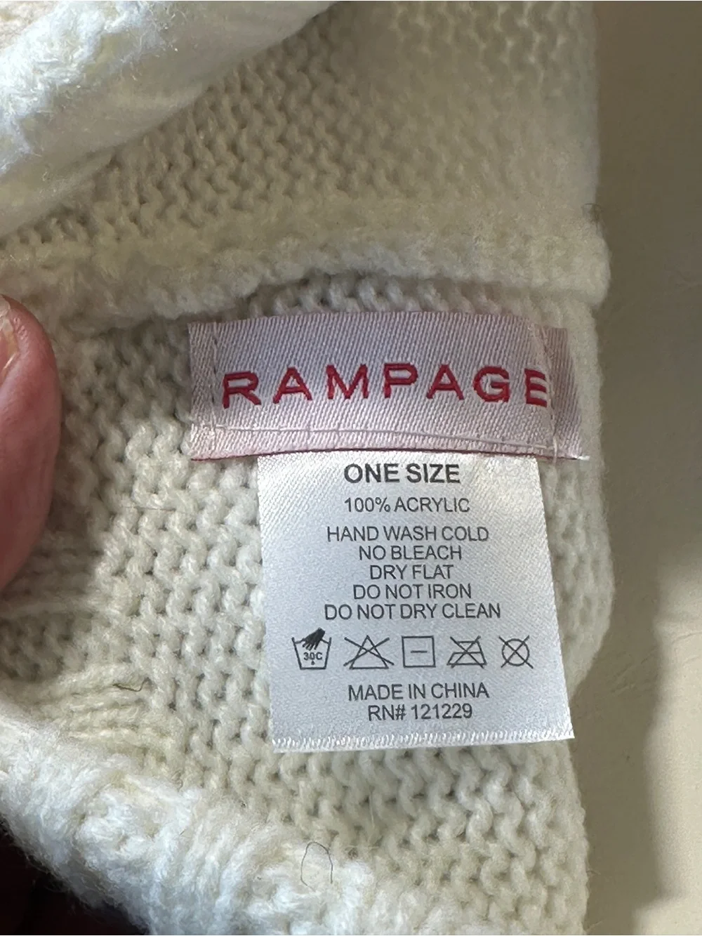 NWT Rampage Cream Multicolor Striped Pom Pom Beanie